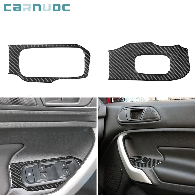 

Car Styling Interior Accessories For Ford Fiesta 2011 2012 2013 2014 2015 Carbon Fiber Front Window Lift Control Stickers