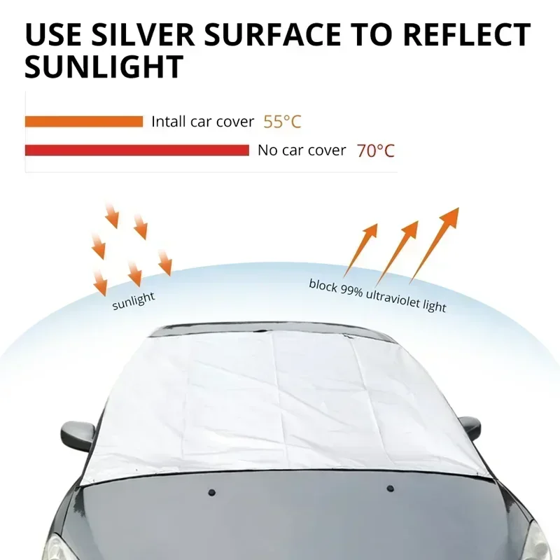 Car Cover Car Covers Windshield Cover 195x70CM Front Parasol Car Cover Sunshade Cover Car Windshield Snow Sun Shade Waterproof Protector Automobile Magnetic