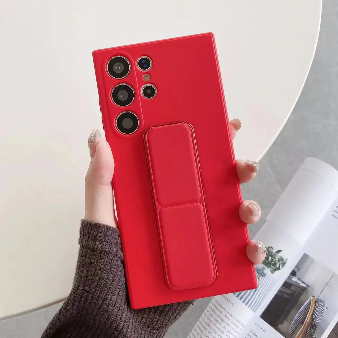 Magnetic Stand Phone Case with Wrist Strap Holder and Protector