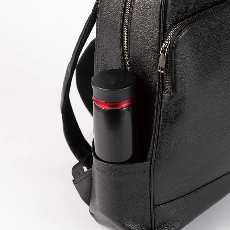 Natural Cow Skin Men's Backpack Genuine Leather Boys Shool Backpack High Quality Teenager Travel Bag Big Waterproof Notebook Bag