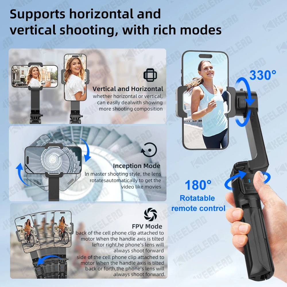 Selfie Stick Tripod Mobile Phone Stabilizer Stand Cell Phone Rechargeable Remote Control Action Camera Shoot