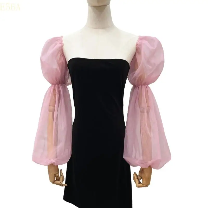 E56A Bridal Sheer Bischofshülsenarmabdeckung für Braut False Sleeve Tüll für Spielkostüm Frauen Hochzeitskleid Ärmel – Detail 8