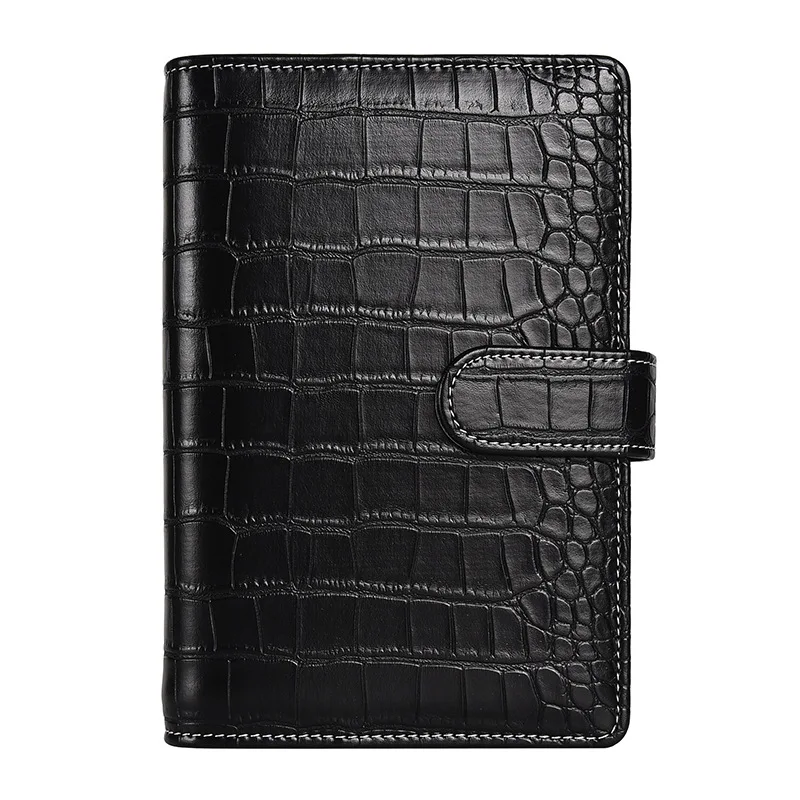 

Solid color high imitation crocodile leather business notebook a6 binder financial office pu cash budget travelers notebook
