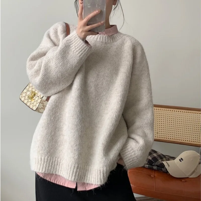 Autumn Women Thick Knitwear O Neck Sweater