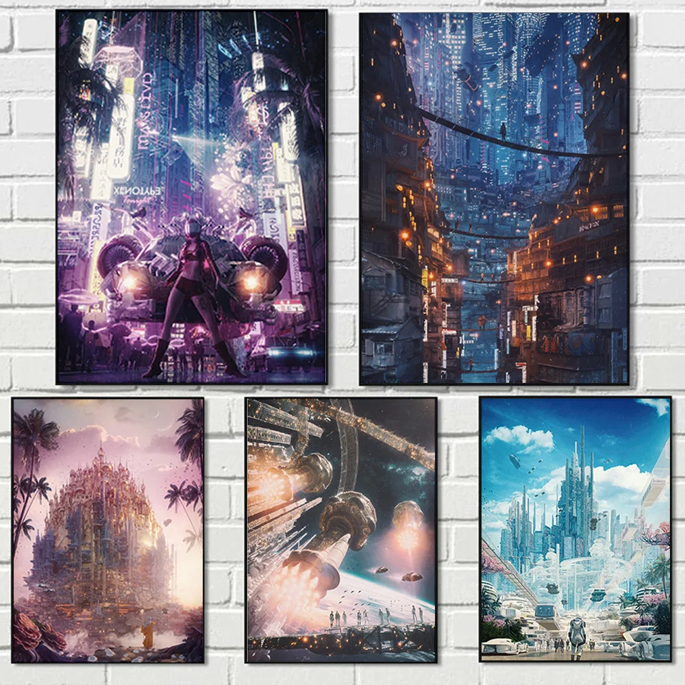 

Video Retro Punk Game City E-Sports Room Sci-Fi Future Fashion Canvas Painting Poster Prints Modern Wall Art Pictures Home Decor