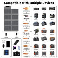 Panneau solaire pliable MHPOWOS 80 W, alimentation portable avec 4 ports (DC/USB-C/2xUSB-A) et connecteur 7 en 1 pour sauvegarde d'urgence 2