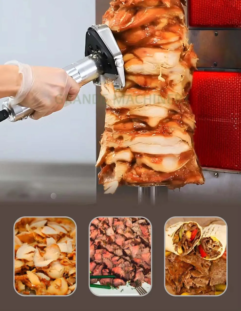 Electric Stainless Steel KS80S Straight Kebab Slicer Shawarma Doner Cutter with