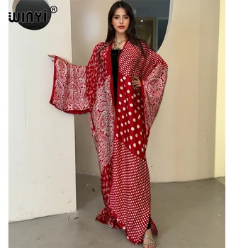 WINYI kimono summer boho beachwear Cardigan sexy loose swimsuit evening dress abaya cover-ups beach outfits women فستان العيد 1
