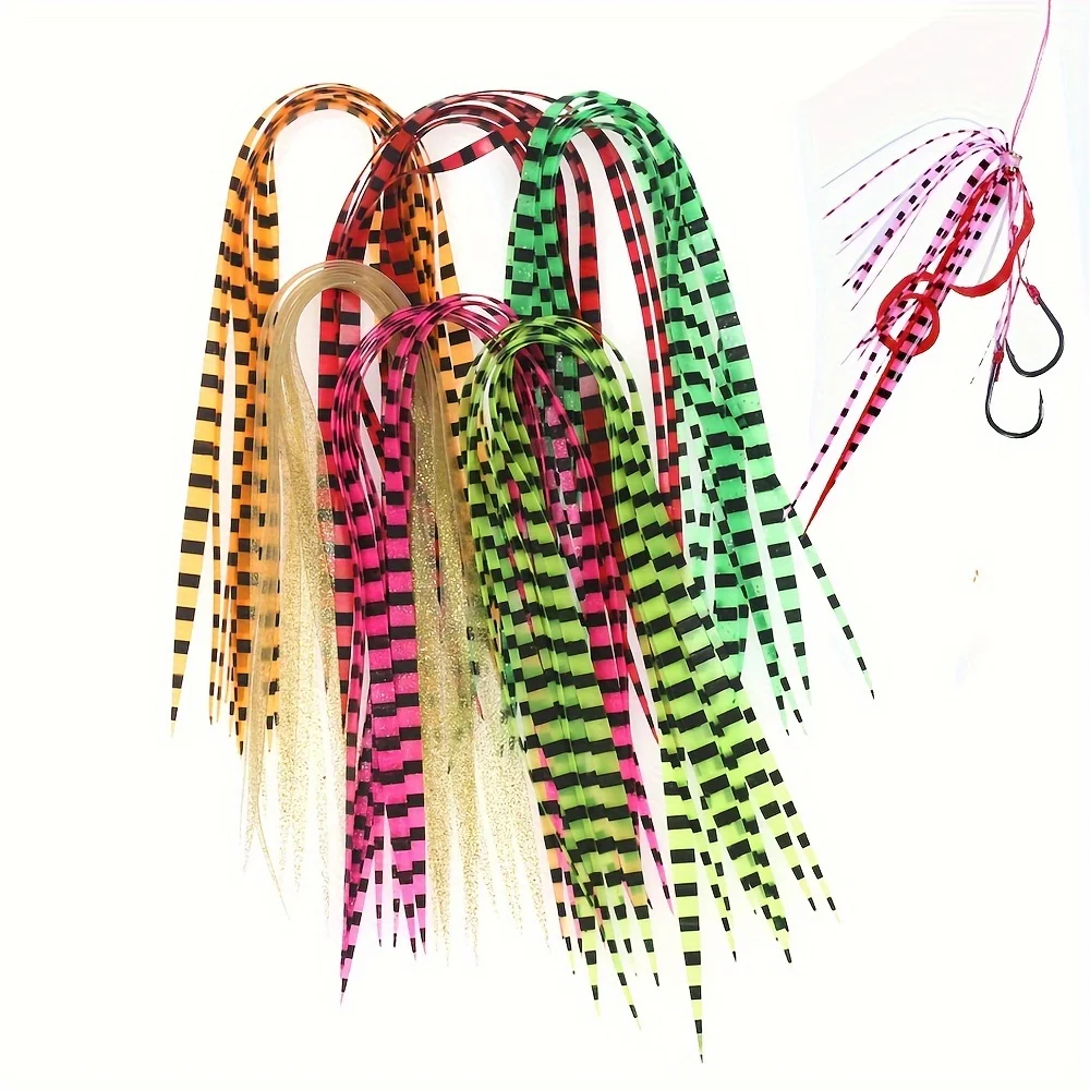 10PCS Silikon Röcke Streamer Lockt Anhänger Integrierte Spinnerbait Buzzbait Gummi Jig Lockt Fliegen Binden Materialien
