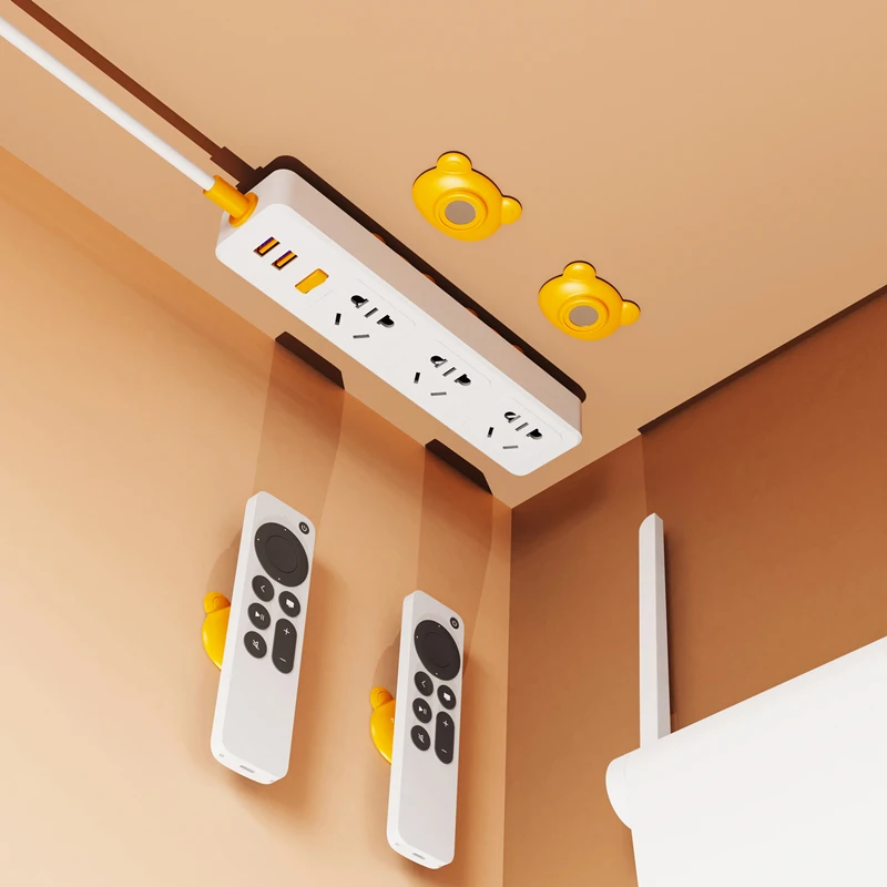 4 Supports Muraux Magnétiques Pour Télécommande - Organisateur Autocollant Blanc - Double Verrouillage