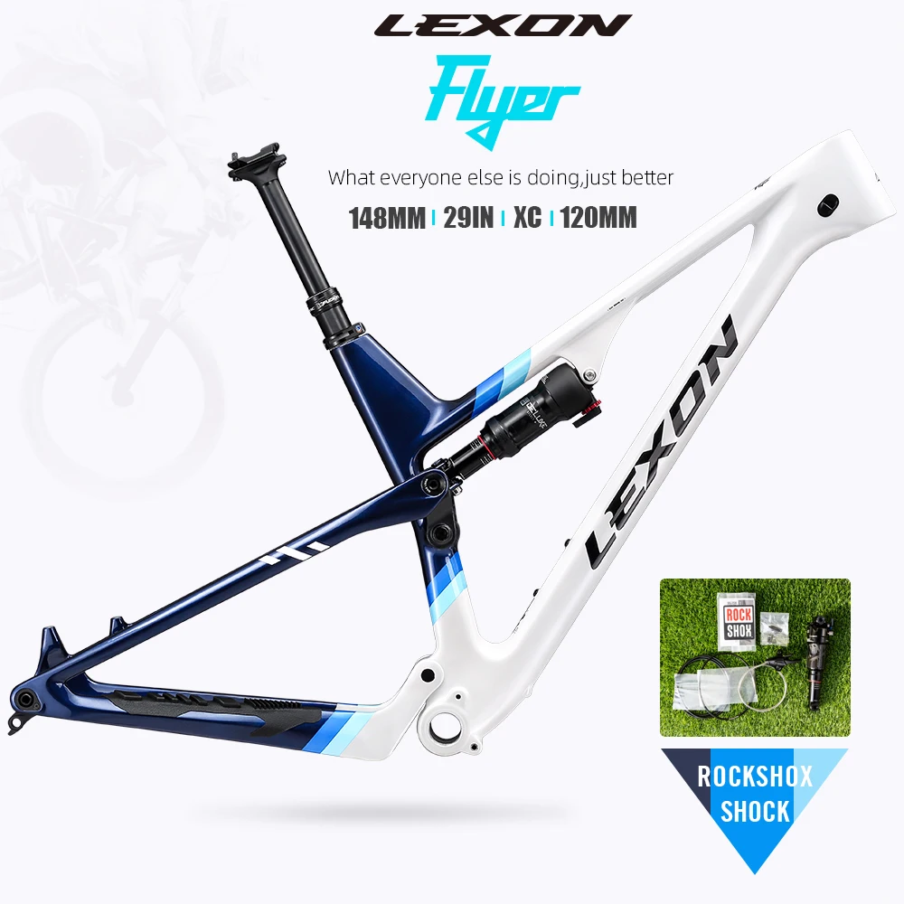 Quadros de MTB de carbono com suspensão total LEXON FLYER 29er 15.5/17.5/19/21 Mountain Bike XC 148x12mm Boost Bicycle Parts