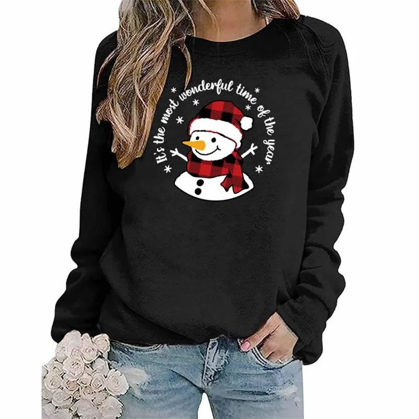 

Christmas Party Sweatshirts For Women 2022 Winter Pullover Long Sleeve Fashion Hoodie Casual Loose Snowman Santa Claus Top