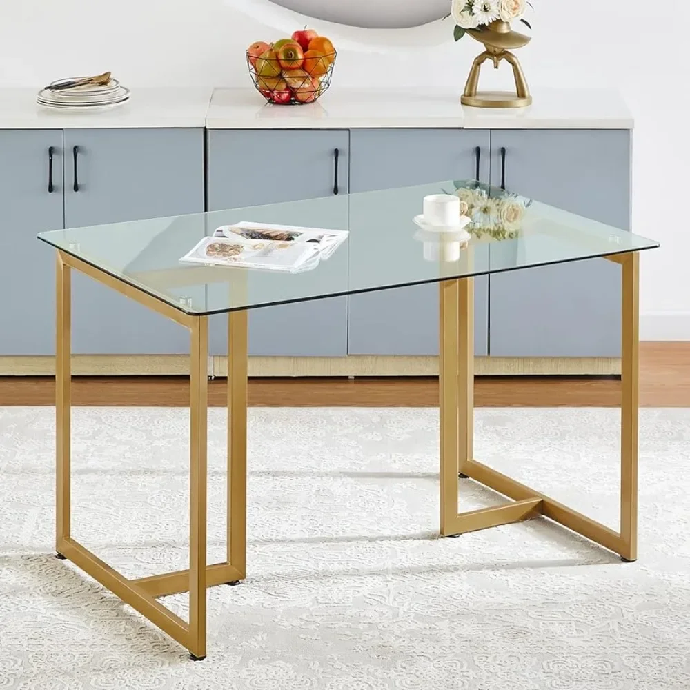 

Glass Dining Table for 4 to 6 People Furnitures Home Furniture Portable Foldable Table Portable Folding Tables Desk Chairs Room