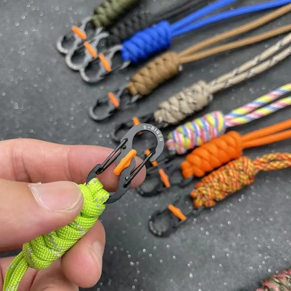 Climbing Rope Handmade Snake Knot Paracord Keychain Outdoor Rock Climbing Camping Rescue Emergency Survival Rope Metal Key Chains Gifts
