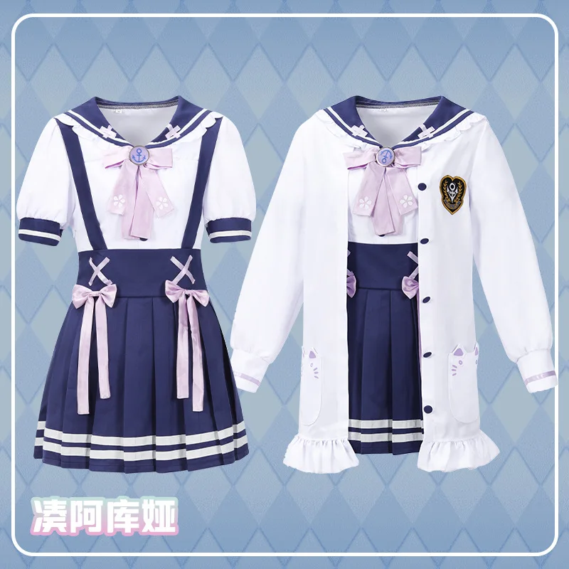 

Anime Vtuber Gamers Minato Aqua Cosplay Costumes Adult Women Sailor Suits Jacket Top Shirt Bowknot Accessory Necklace Halloween
