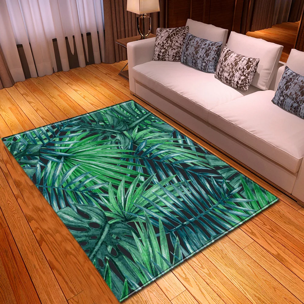 Tropical Plant Carpet for Living Room Flowers Leaves Pattern Bedroom Entrance Doormat Soft Anti-slip Large Area Rug Home Decor 3