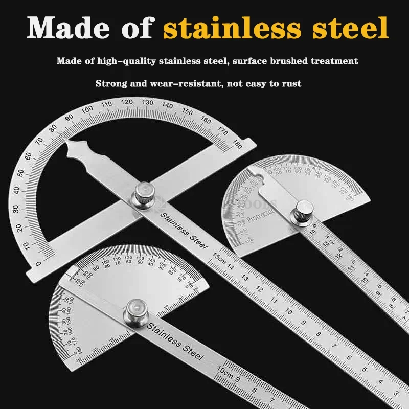 Digital Angle Gauge Adjustable Angle Gauge 180 Degree Protractor Metal Angle Finder Goniometer Angle Ruler Stainless Steel Woodworking Tools Rotary Measuring Ruler 100/150