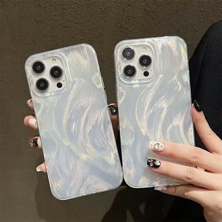 Coque de luxe en silicone souple avec dégradé laser argenté pour Samsung Galaxy A55 A35 A34 A06 S23 S24 Ultra A14 A13 A54_voghion.com