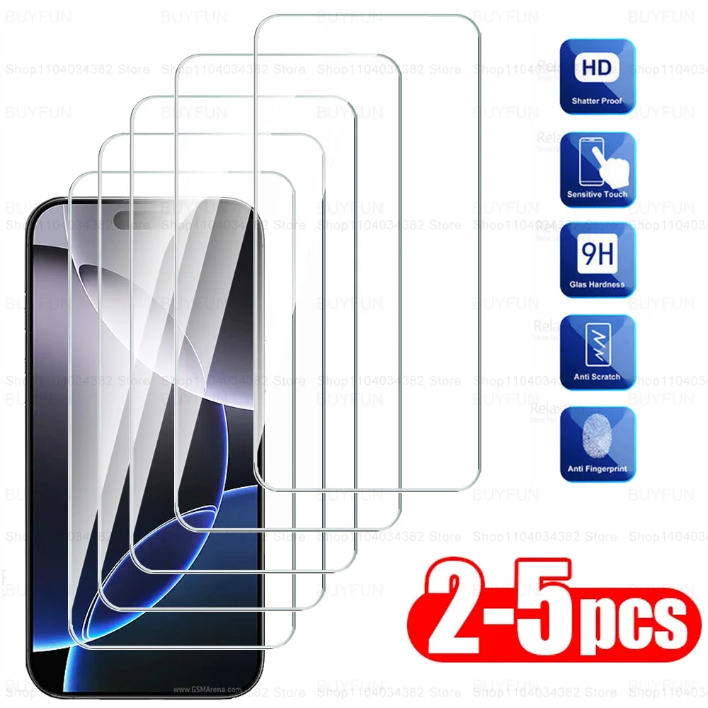 2-5 шт. Повне загартоване скло для iPhone 16e 16 14 15 Pro Max Plus Захисне скло для iPhone 16e 16 ProMax Glass Case Friendly