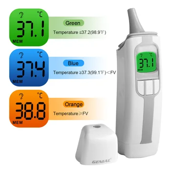 Ear Thermometer,1 Second Accurate Digital Thermometer for Adults Kids Babies,3 Age Groups 3 Color Backlight Display Fever Alarm 5