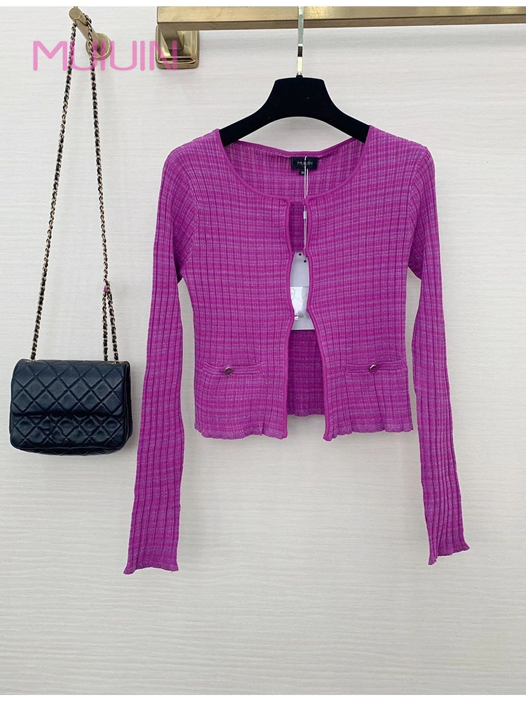 2022 Luxury Spring Summer Yarn Knitting Cardigan Female High Quality Crystal Diamond Single-Breasted Thin Sweater Coat |