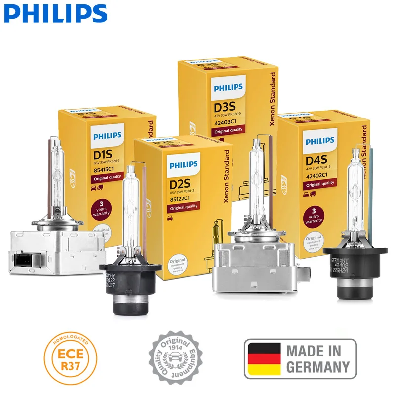 Philips D1S D2S D2R D3S D4S ксеноновая стандартная лампа 12 В 35 Вт оригинальная ксеноновая лампа для головки головного света автомобиля Оригинальная лампа ECE Германия, 1 шт.