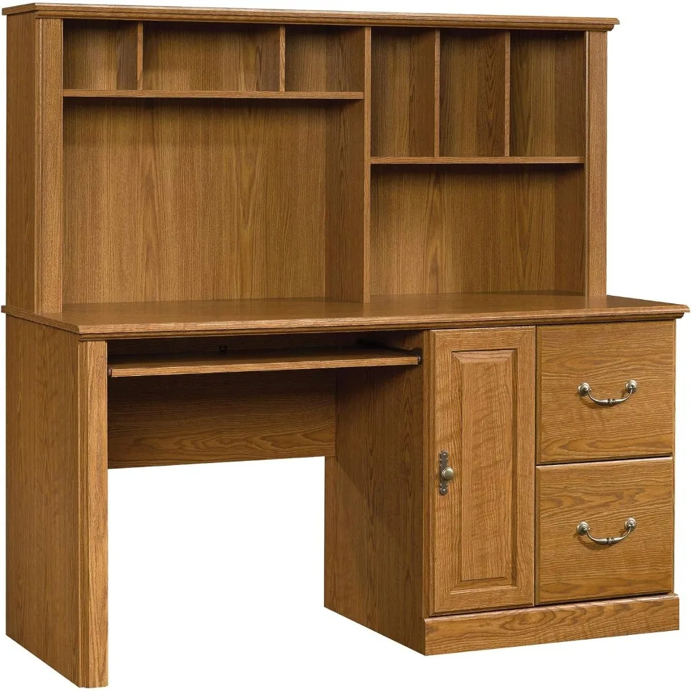 Sauder Orchard Hills Computer Desk with Hutch, Carolina Oak finish