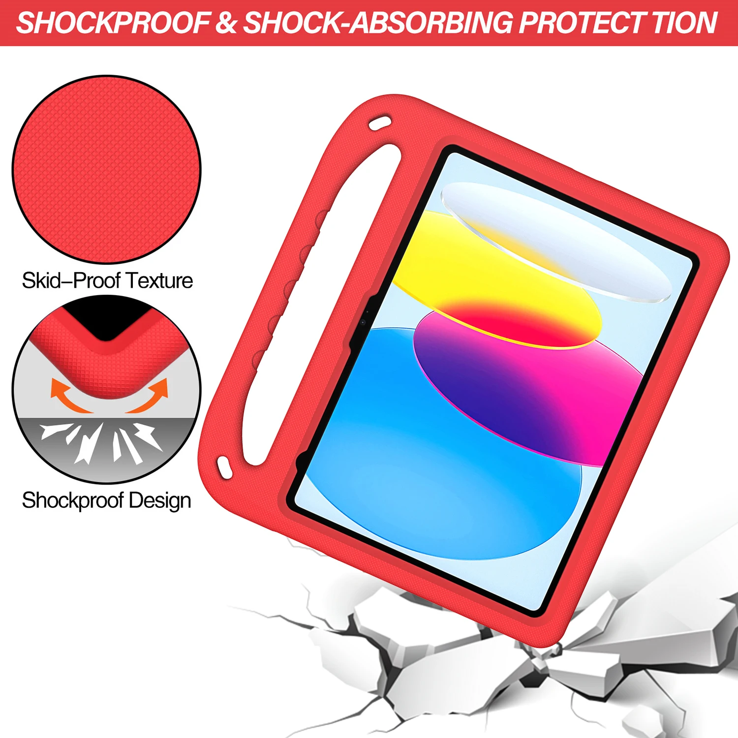 Children's Shockproof iPad Case with Handle, Built-in Stand, and Pen Slot
