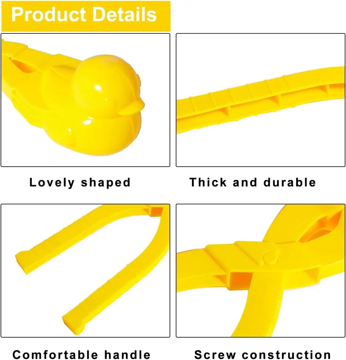 4 Pcs/Set Snowball Maker Clips, Duck Shaped Snow Ball Maker Clips Clamps Outdoor Winter Play Snow Toys Plastic Sand Molds Clay 3