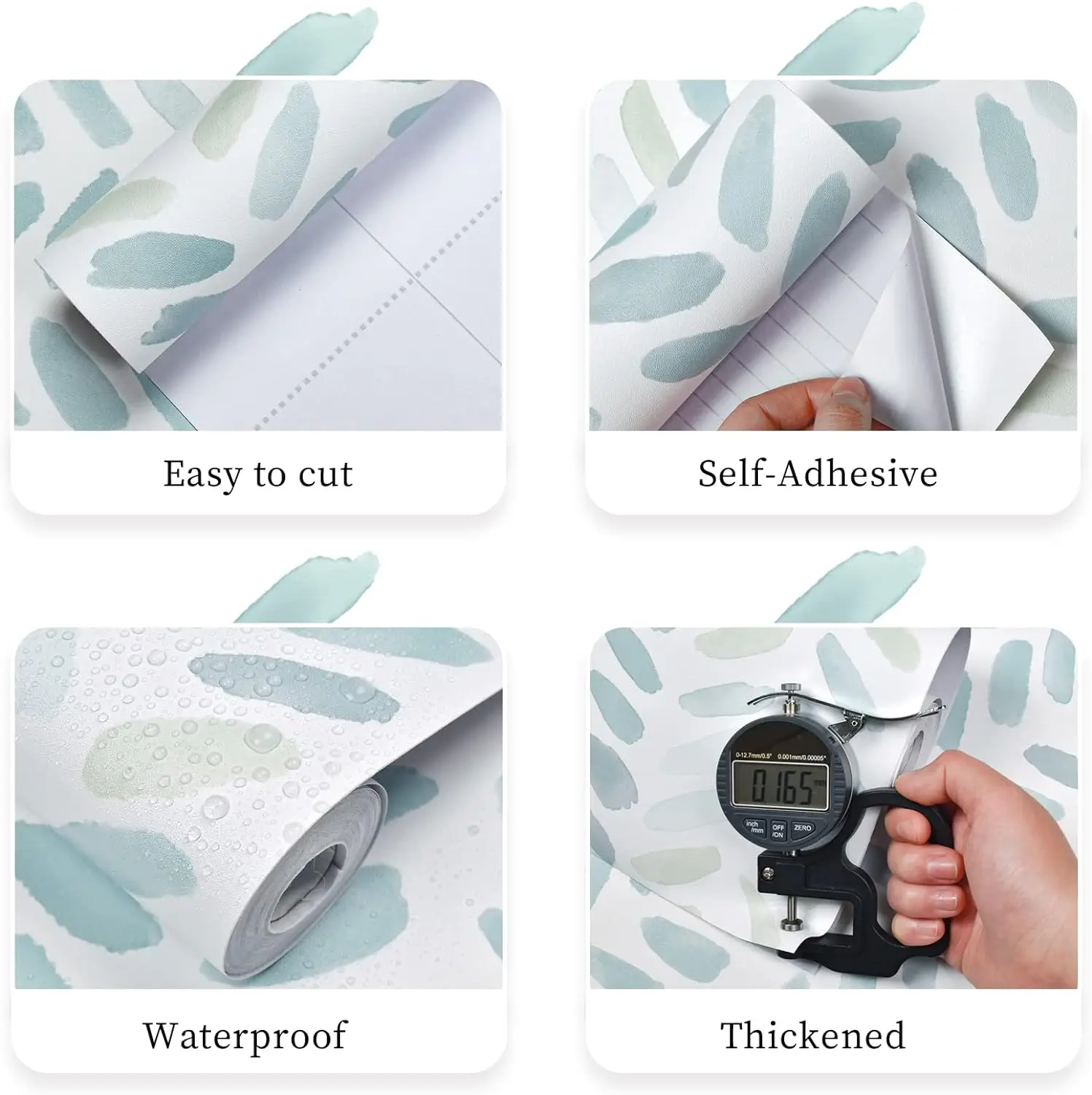 Green and White Peel and Stick Wallpaper Boho Contact Paper Leaf Self-Adhesive Removable Wallpaper Herringbone Wallpaper For Kid 3