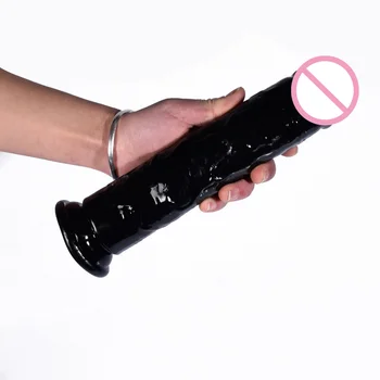 Wholesale from 30 Pieces Black Realistic Dildos for Women, Erotic Jelly Dildo with Super Strong Suction Cup Sex Toys G-spot Simulation Artificial Penis Black Realistic Dildos for Women Erotic Jelly Dildo with Super Strong Suction Cup Sex Toys G