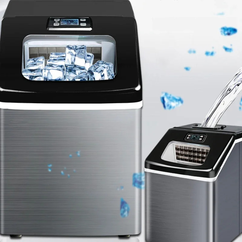 HZB-20 Ice Maker Electric Commercial Tea Shop 25kg Square Mini Ice Maker Household Desktop Automatic Ice Maker 220V 120W 6