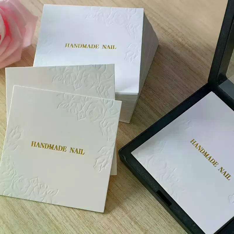 20 Sheets/Bag Press On Nails Packaging Cards - 75x75mm Rose Embossed Display Show Cards for Handmade False Nail Manicure Tools