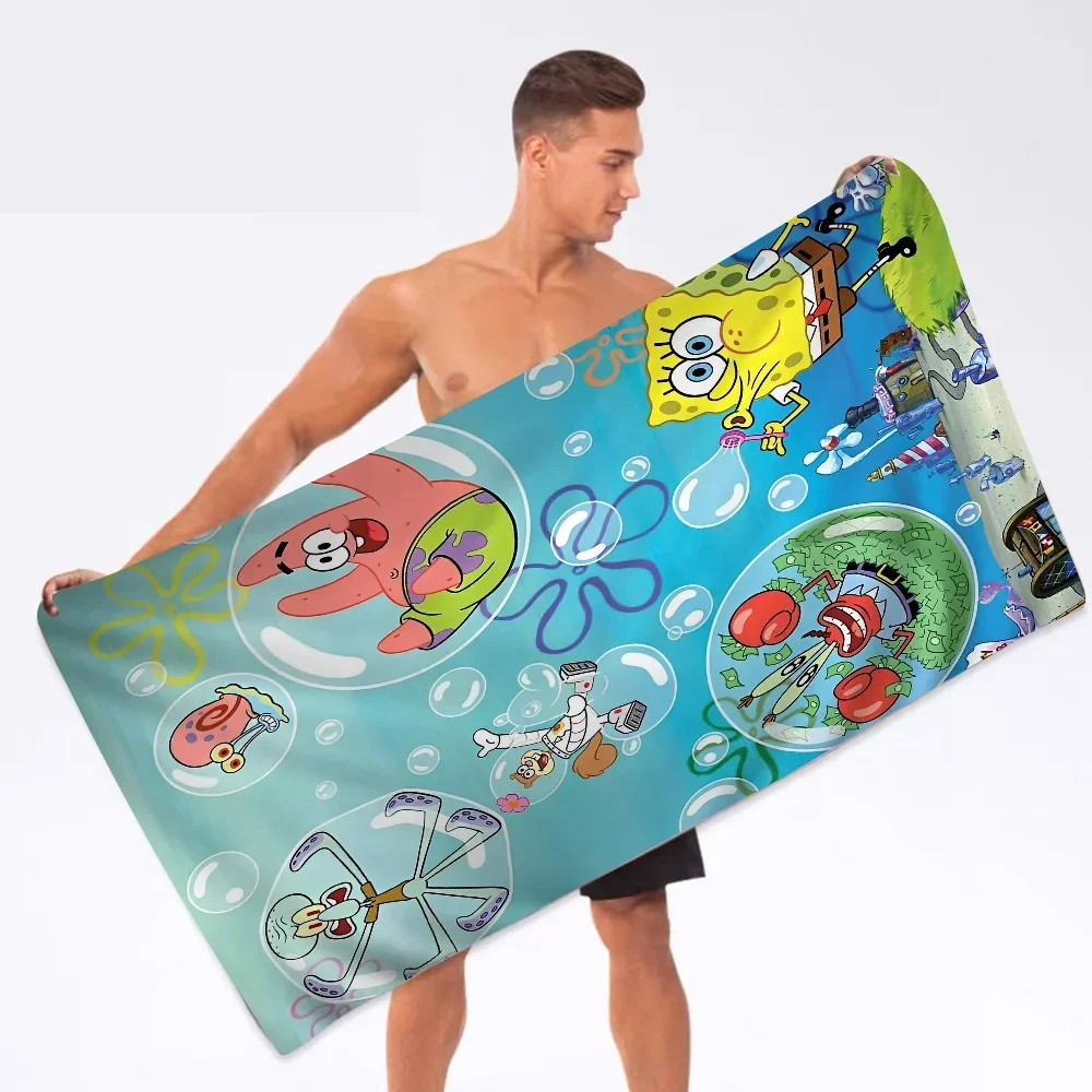 Funny-Cartoon S-Spongebobes-Cute-Pants Bath Towel Soft Water Absorbing Breathable For Girl Kids Decorative Cartoon Beach Towel 3