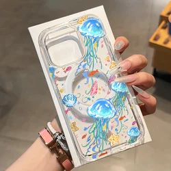 Transparent Jellyfish Pattern Wireless Charging Case - Galaxy S23 Ultra (T9189)