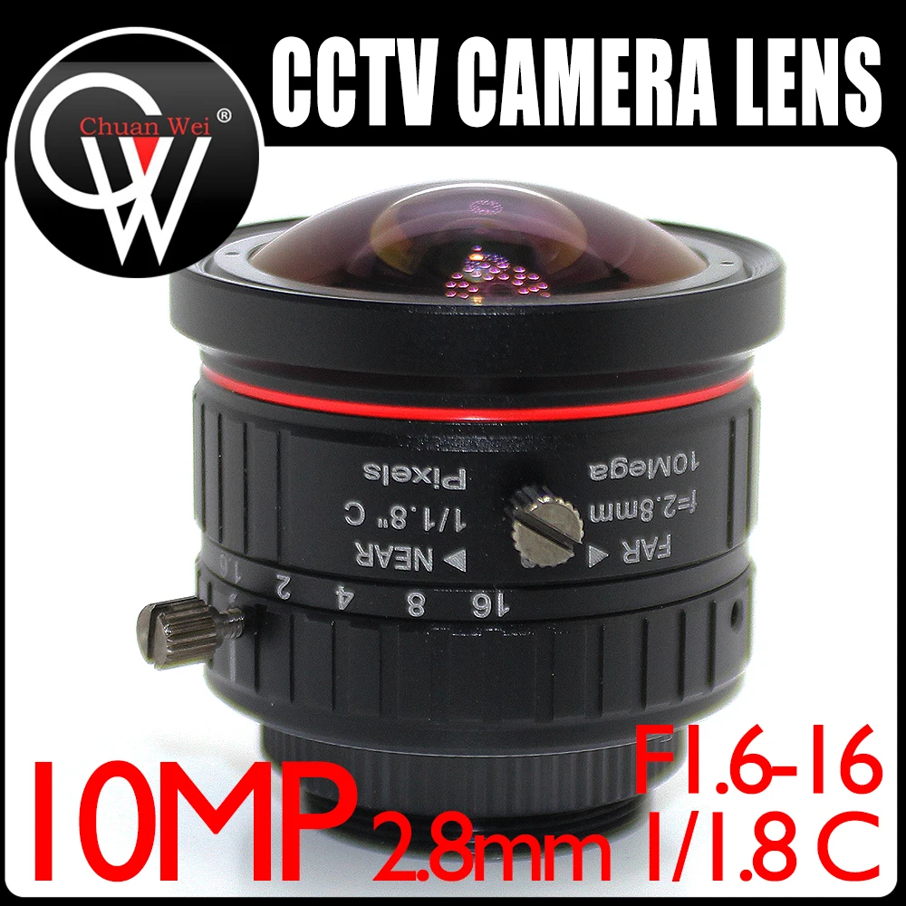 

10mp 2.8mm lens 1/1.8" C Mount Lens IR F1.6-16 Manual Iris Industrial lens for IP CCTV CCD Camera BOX USB CAMERA