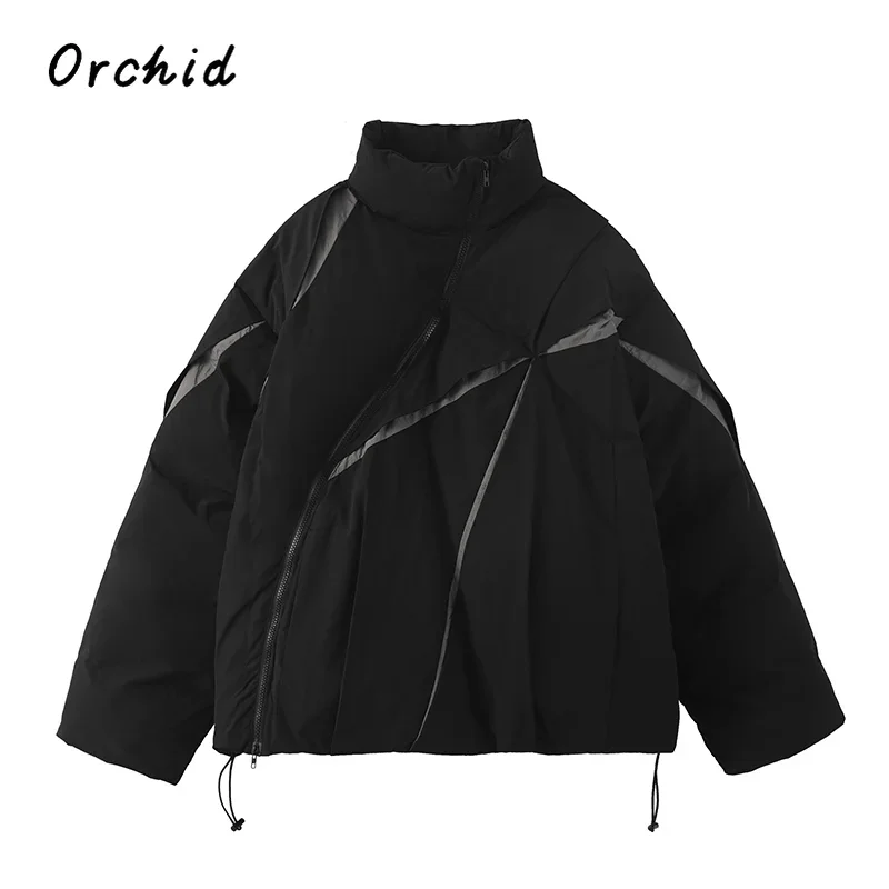 

2023 Winter Oversized Warm Parka Unisex Thick Loose Puffer Jacket Patchwork Coat Female Cotton Padded Parka Windproof Outerwear