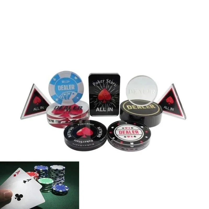 Texas Poker Chip Acrylic Crystal Exquisite Circular DEALER Premium Button Code Entertainment Game Board Table Casino Accessories