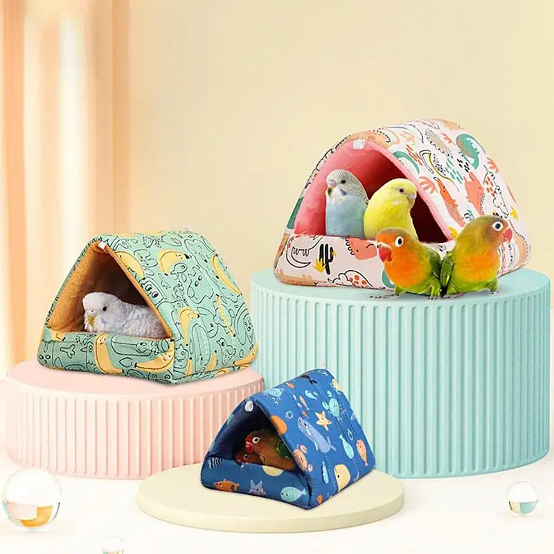 앵무새 따뜻한 침대, 내구성 있는 해먹 오두막 텐트 침대, 행잉 동굴 봉제 쿠션, 잉꼬, 따뜻한 집