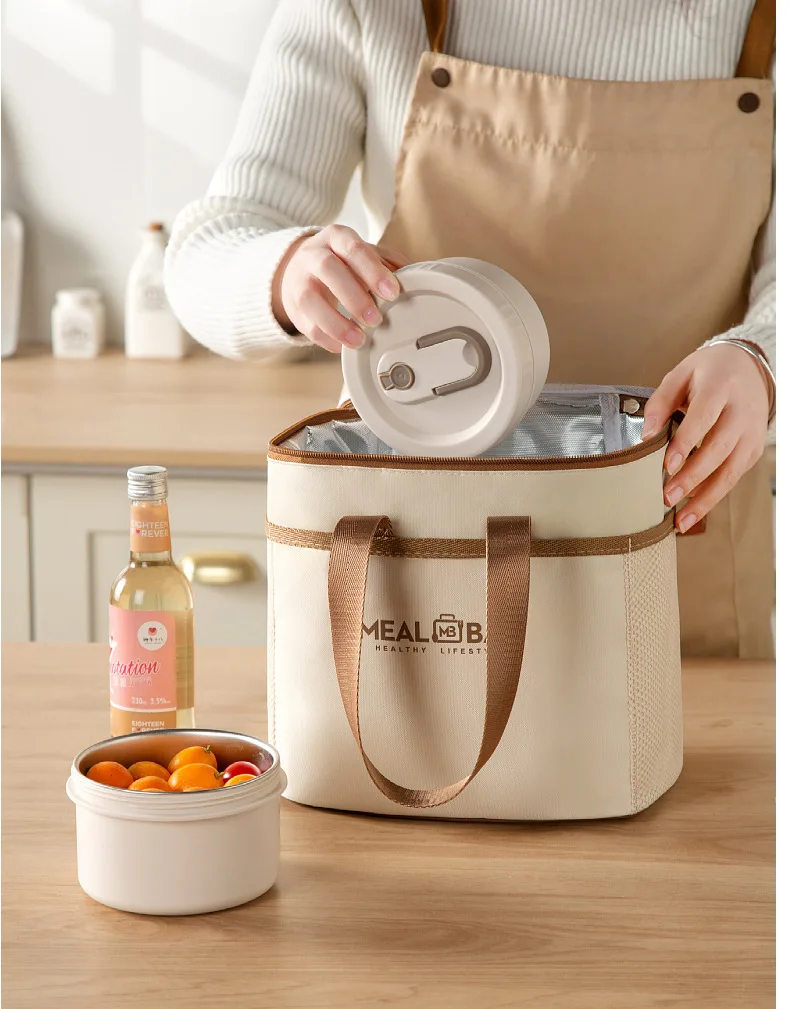 Insulated Bento Lunch Handbag with Aluminum Foil Lining