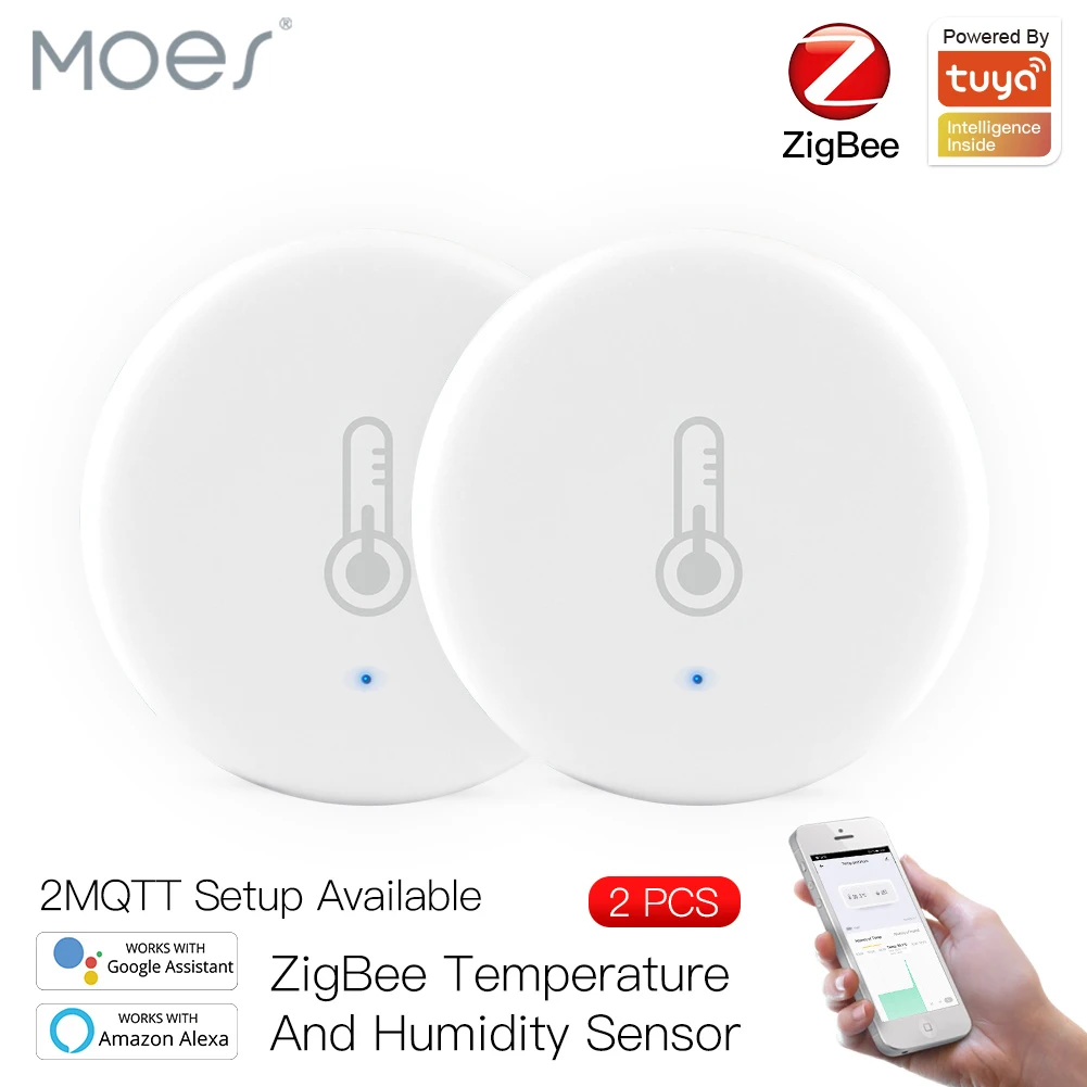 MOES Tuya Smart ZigBee Smart Temperature And Humidity Sensor Battery Powered Security With Tuya Smart Life App Alexa 