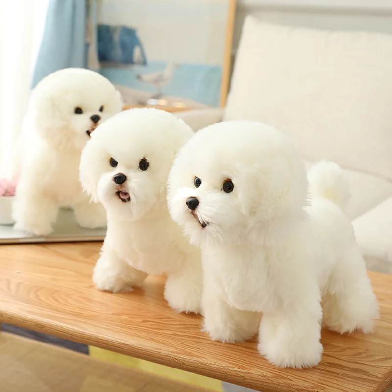 New High Quality Simulation Bichon Frise Plush Toy Stuffed Animal Realistic Puppy Dog Toy For Home Decoration