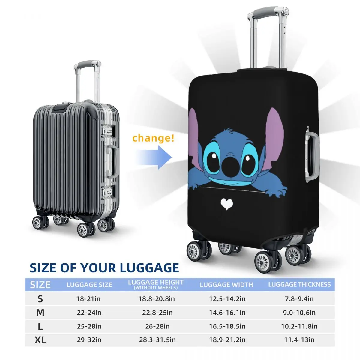 Stitch Luggage Cover Elastic Travel Suitcase Protective Covers Fits 18-32 Inch