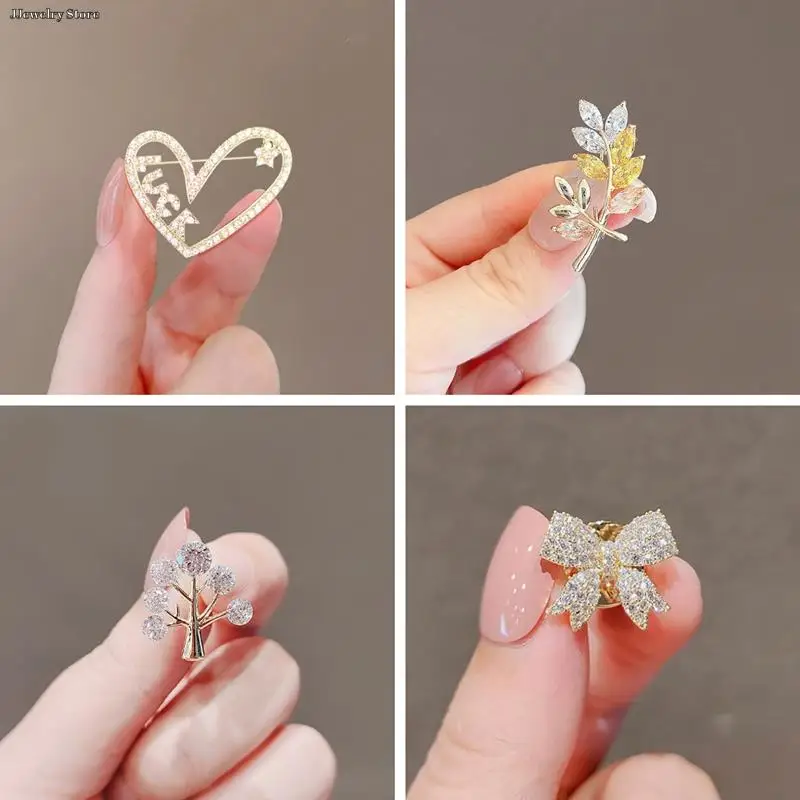 

1pc Fashion Luxury Heart Brooches For Women Crystal Lapel Pin Clothes Badges Corsage Jewelry Gift