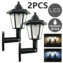 2PCS Retro Solar Wall Lamps LED Waterproof Lawn Landscape Porch Light for Gate Post Fence Outdoor Garden And Yard Decoration