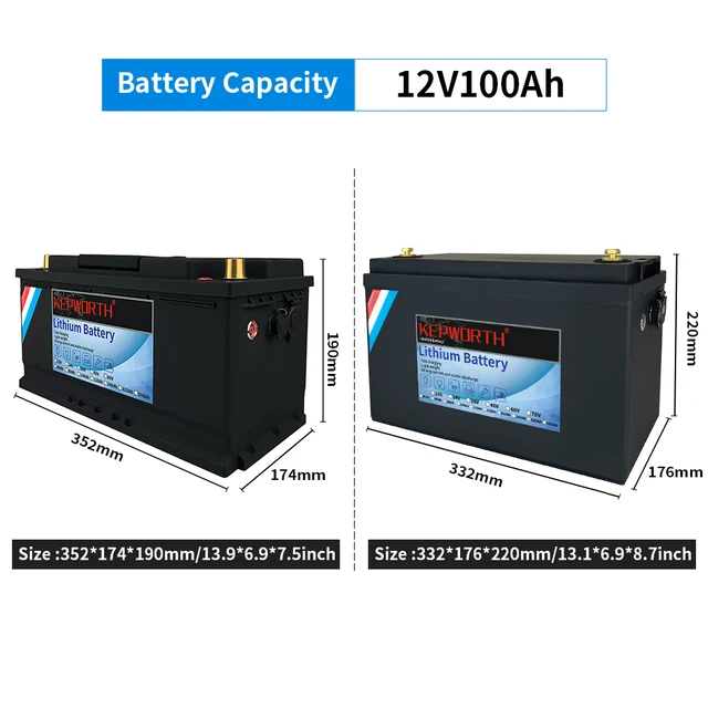 Batería de fosfato de hierro y litio LiFePO4, 12V, 100Ah, BMS