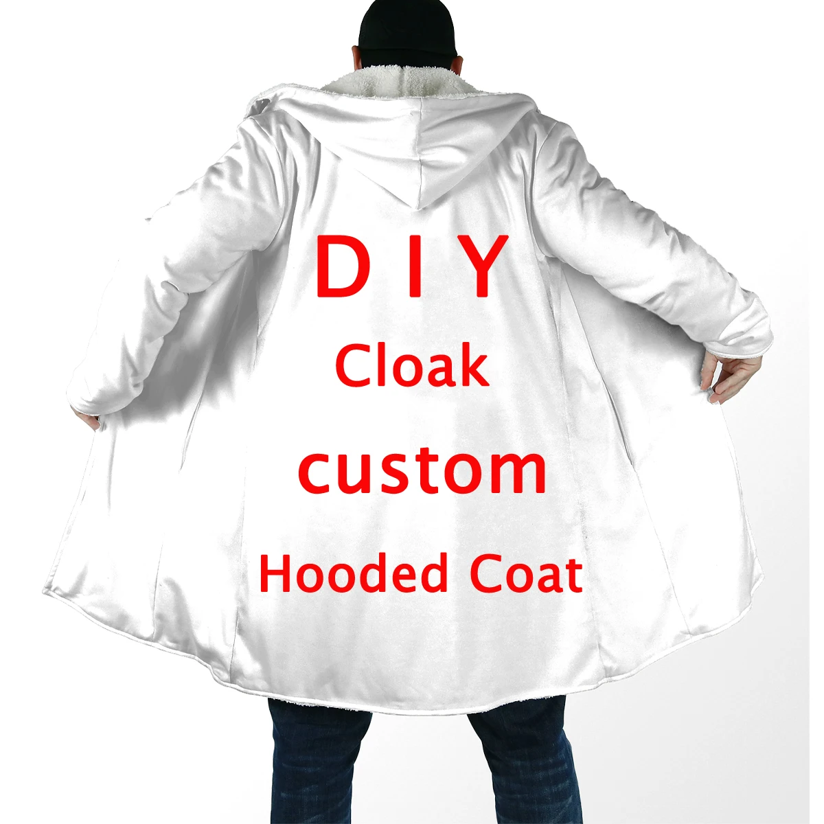 MCDV - DIY Accept Custom Design Drop Shipping and Wholesale 3D Printing Fleece Hooded Cloak Unisex Thick Warm Cape coat