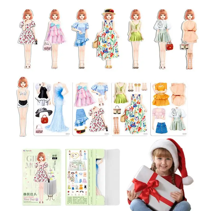 

Magnetic Doll Dress Up Kits Costume Dress Pretend Play Paper Dolls Cutouts Magnet Clothes Puzzles Creative Fashion Dress Up For