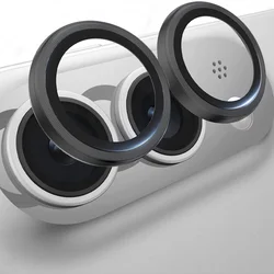 Sleek Aluminum Alloy Camera Glass Protector with Metal Ring Lens Cover for iPhone Duo (Black 01)