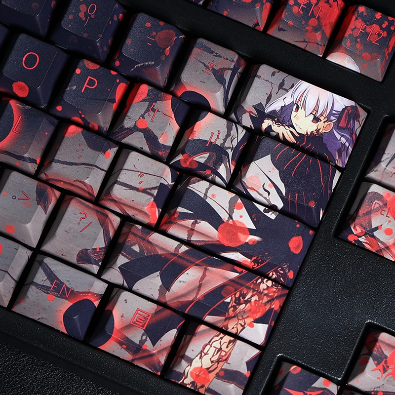 Chaves Pbt Lados Tintura Subbed Keycaps Anime dos Desenhos Animados Gaming Key Caps Cherry Perfil Keycap para o Destino Estadia Noite Matou Sakura 108 - Imagem 3